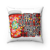 I Run on Coffee & Christmas Cheer Plaid PIllow